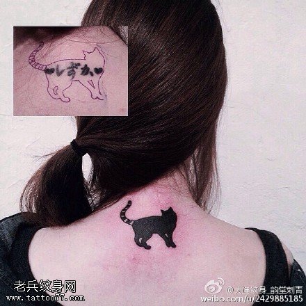 修复的猫纹身图案