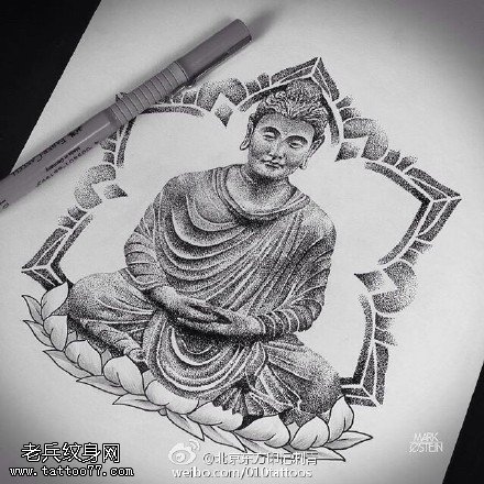 手稿佛祖纹身图案