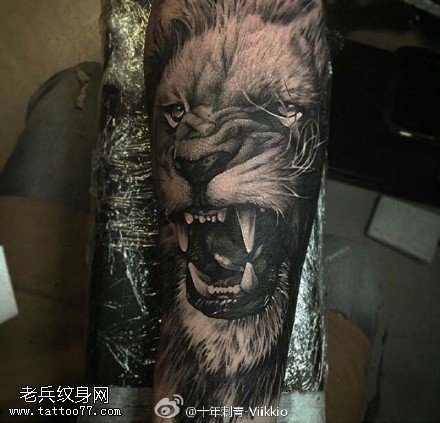 手臂上的狮子纹身图案