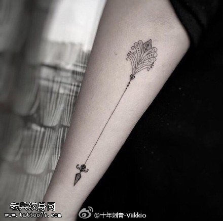 手臂上的线条纹身图案