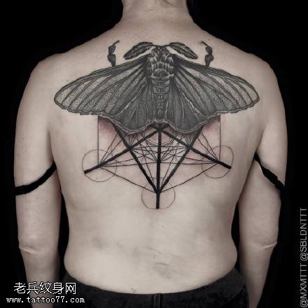 背部的飞蛾纹身图案