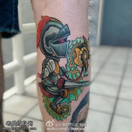 骑龙的大将纹身图案