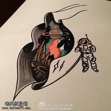 手稿太空人纹身图案