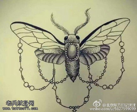 吊坠的飞蛾纹身图案