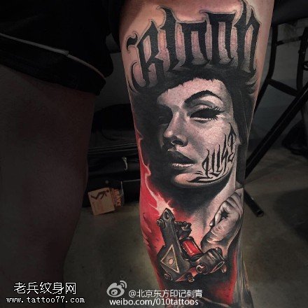 手部字符美女纹身图案