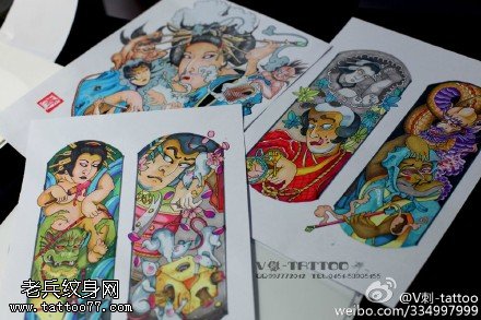 各种艺妓彩图纹身图案