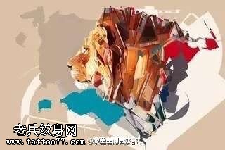 手稿水彩狮子纹身图案