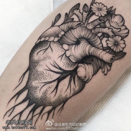 小腿的器官纹身图案