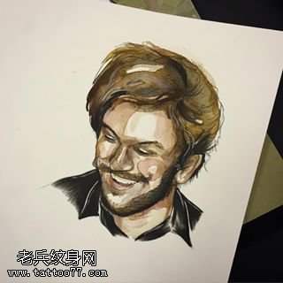手稿肖像纹身图案