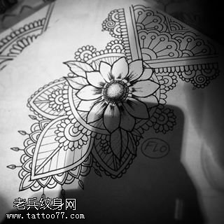 手稿线条梵花纹身图案