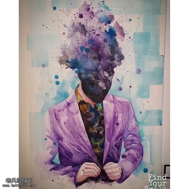 手稿水彩照片纹身图案