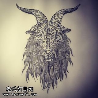 手稿山羊纹身图案