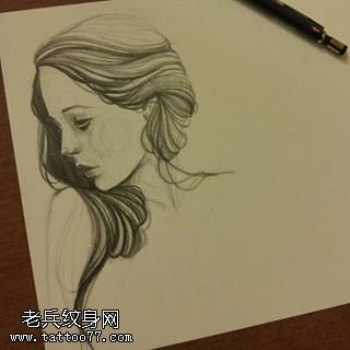 手稿唯美肖像纹身图案