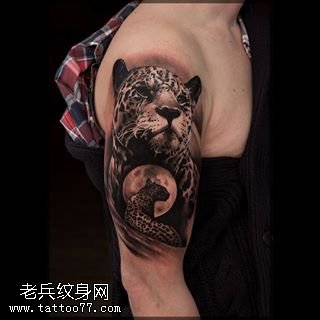 肩部的豹子纹身图案