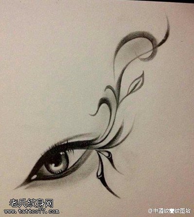 手素描眼睛纹身图案