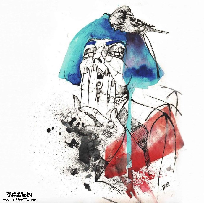 手稿涂鸦肖像纹身图案