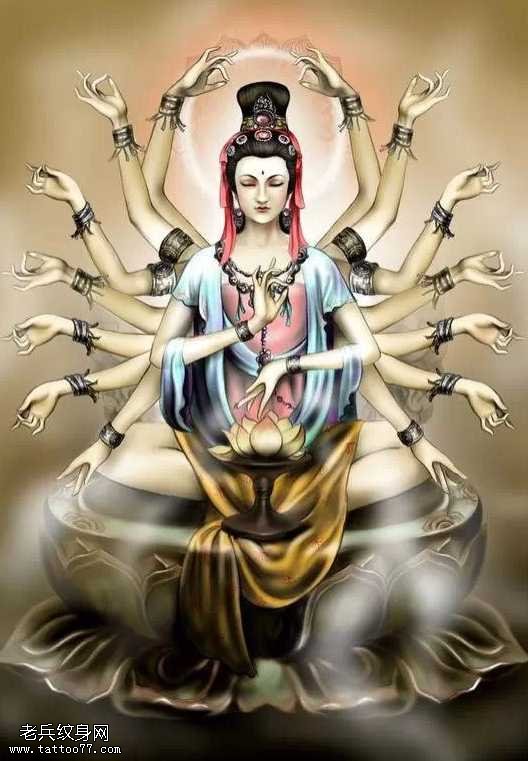 经典的千手观音纹身手稿