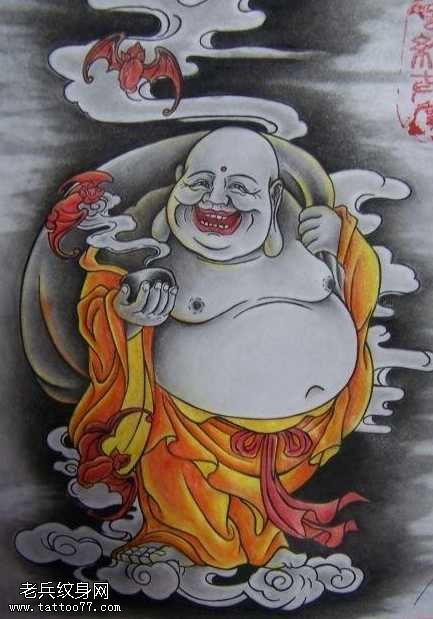 手稿弥勒佛纹身图案