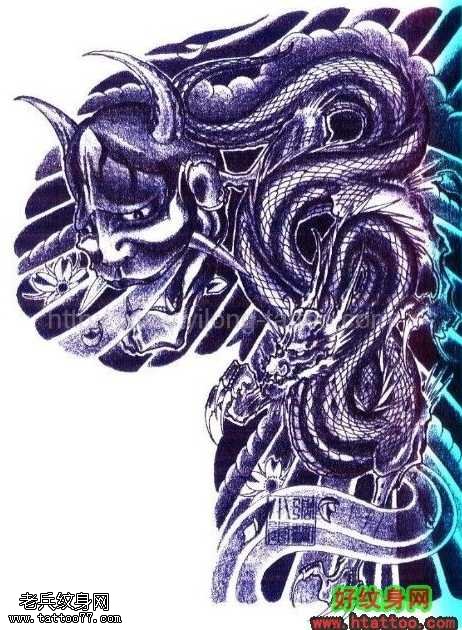 手稿半甲般若纹身图案