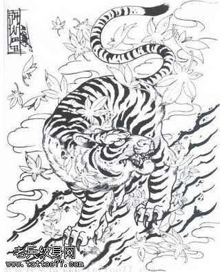 手稿下山虎纹身图案