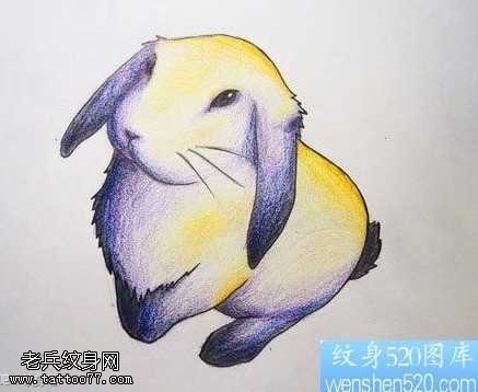 手稿兔子纹身图案