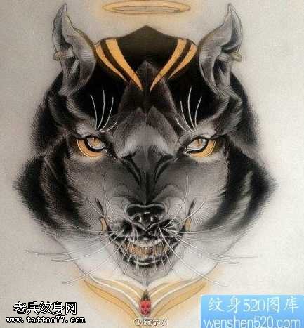 手稿天使狼纹身图案