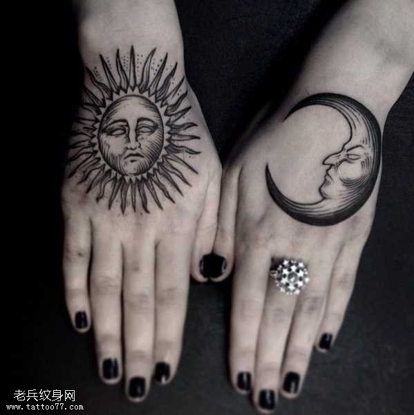 太阳月亮眼睛纹身图案