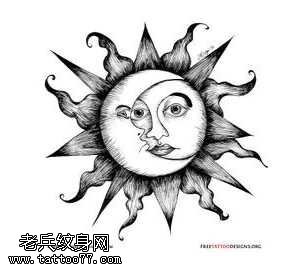 手稿太阳图腾纹身图案