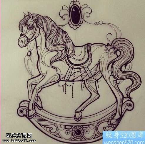 一幅手稿马纹身图案