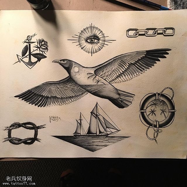 手稿经典小图腾纹身图案