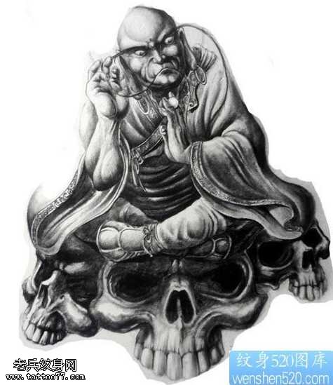 手稿罗汉纹身图案