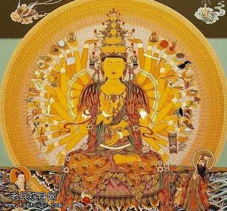 手稿一幅大气的千手观音纹身图案