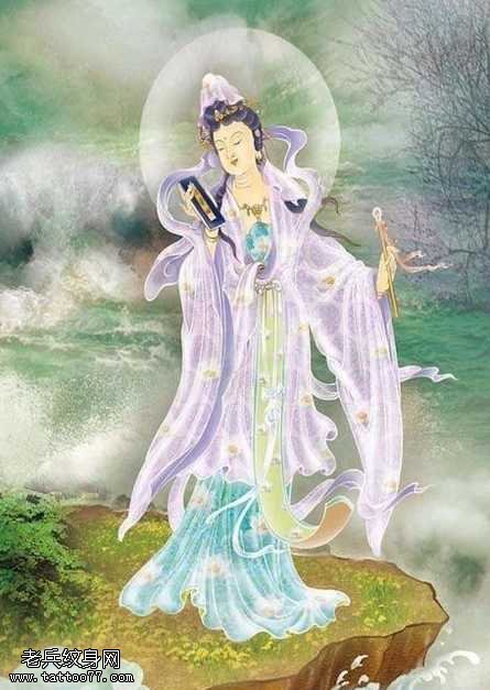 手稿一幅观音纹身图案