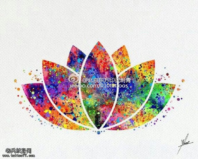 彩色大莲花纹身图案
