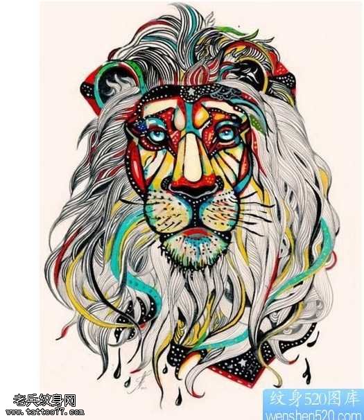 手稿图案由狮子的纹身图案