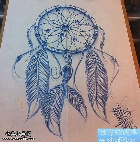 手稿一款捕梦网纹身图案