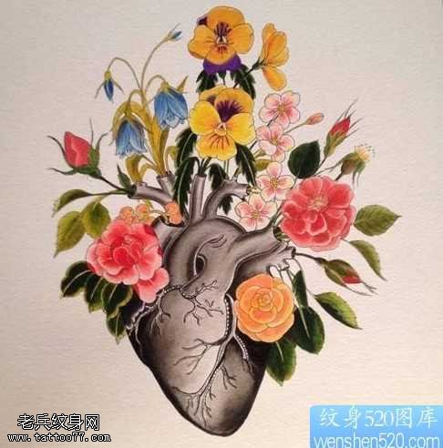 手稿一款心脏纹身图案