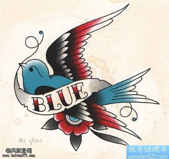 手稿燕子纹身图案