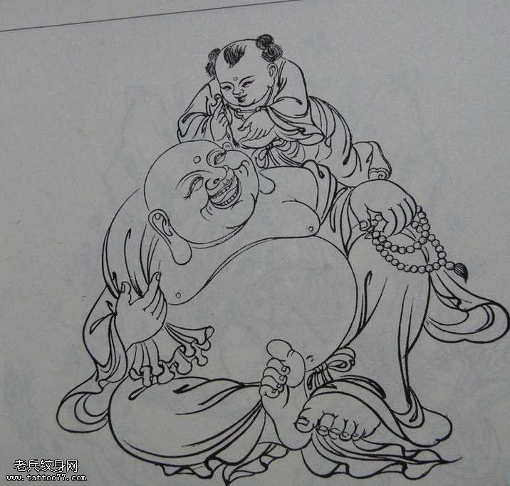 手稿弥勒佛纹身图案