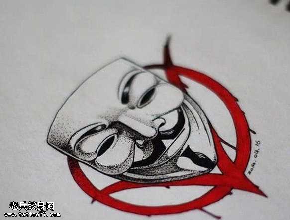 手稿V字面具纹身图案