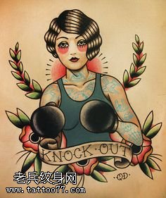 手稿的拳击教练纹身图案