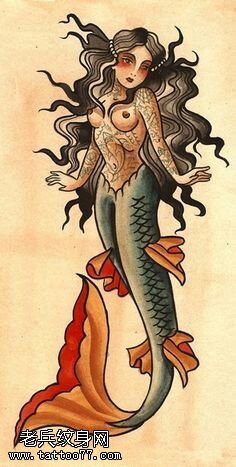 性感的美人鱼纹身图案