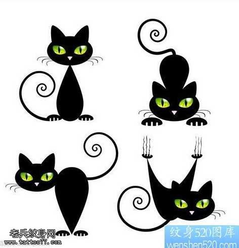 一款猫咪纹身图案