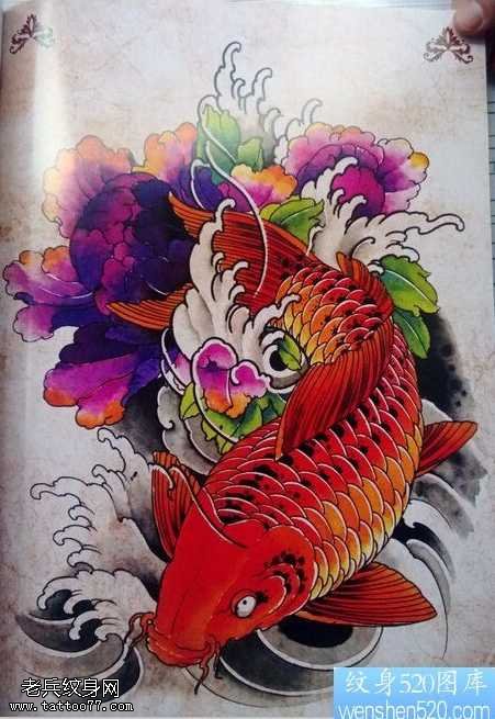 手稿牡丹类型的纹身图案