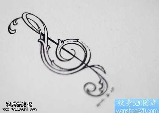 手稿小音符纹身图案