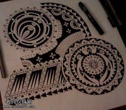 手稿玛雅图腾纹身图案