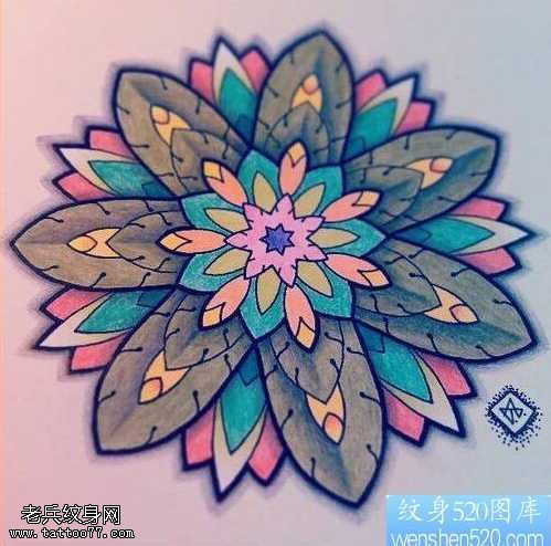 彩色梵花纹身图案