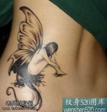 腰部失落天使纹身图案