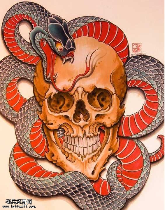 骷髅和蛇纹身图案