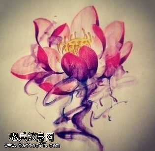手稿漂亮唯美的莲花纹身图案